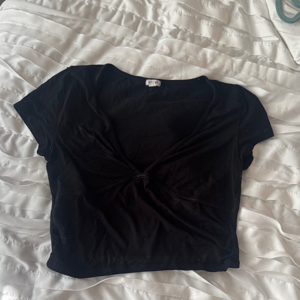 Garage Black Twist Front Crop Top